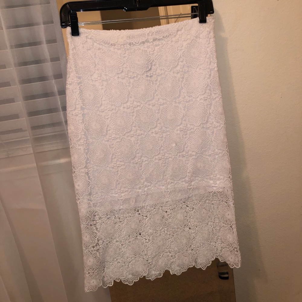 White Crotchet Pencil Skirt